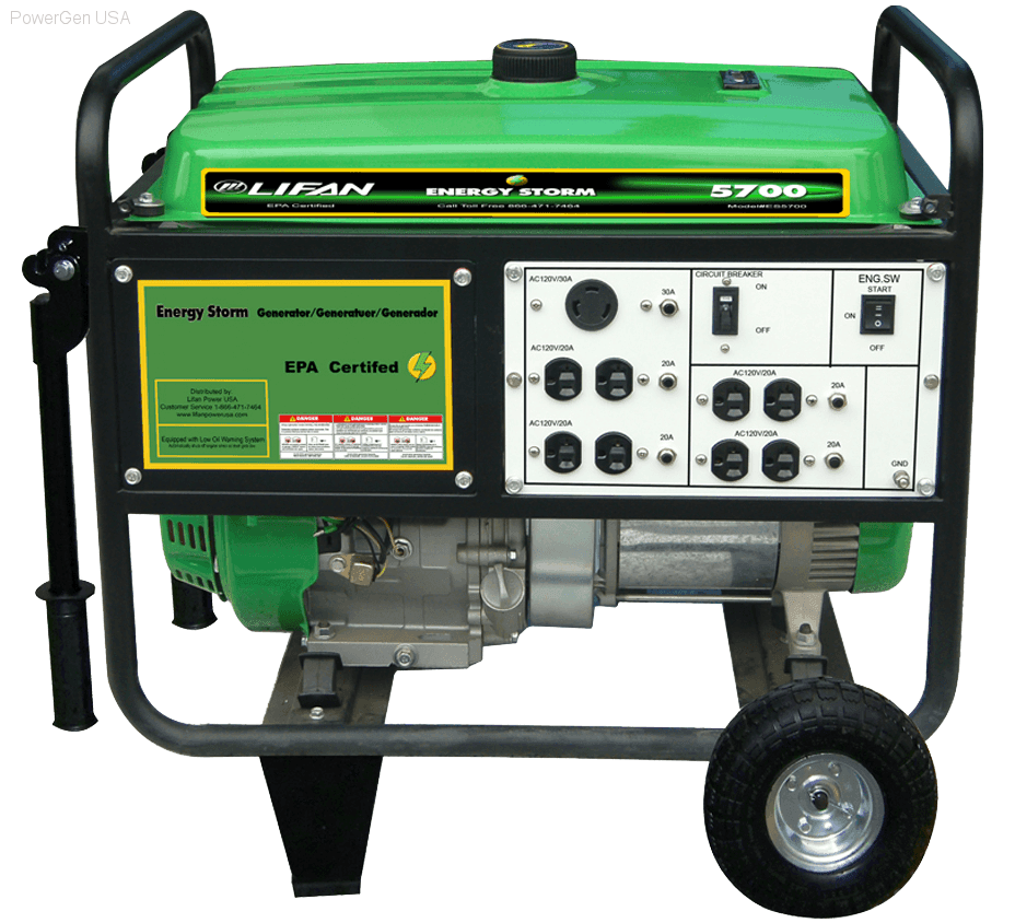 Gas Generators - LIFAN Power USA  5500W ES Generator - 11MHP W/Recoil Start