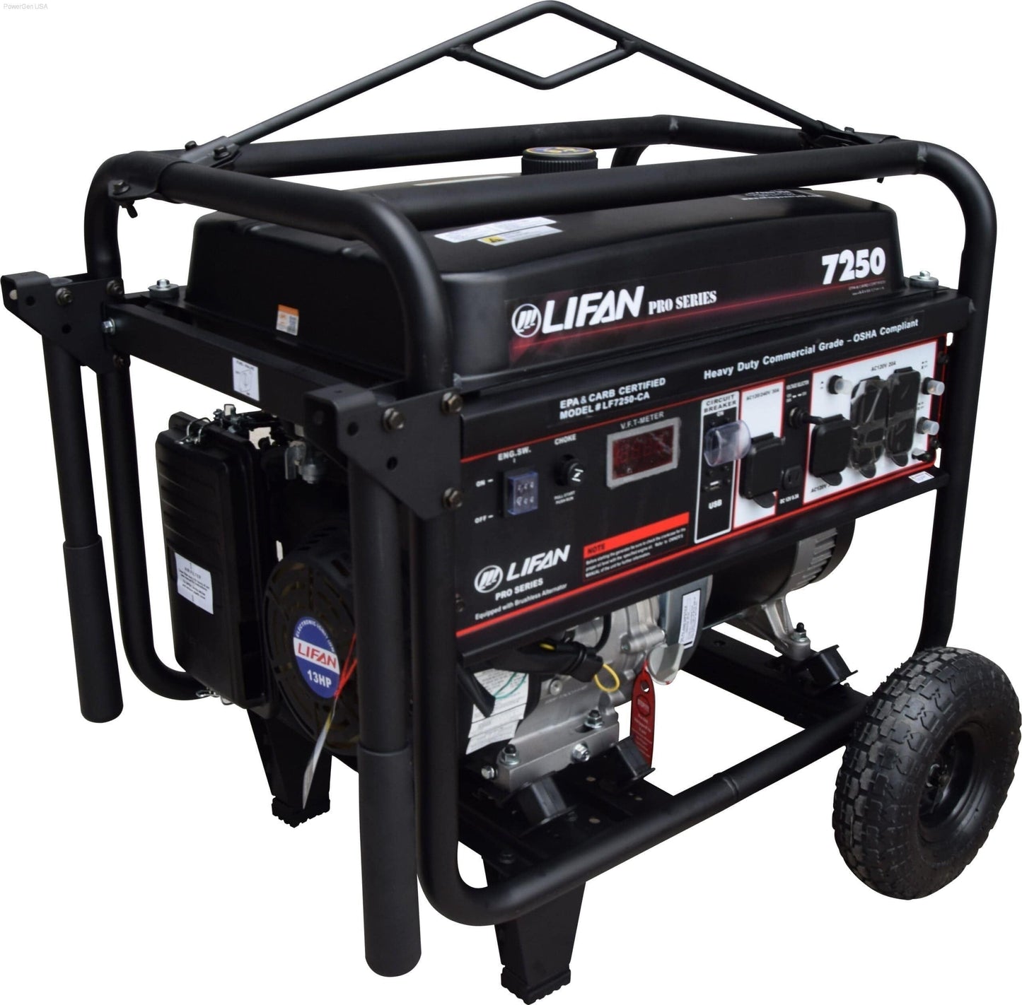 Gas Generators - LIFAN Power USA 7000W Pro Generator - 13MHP W/Recoil Start/Wheel Kit