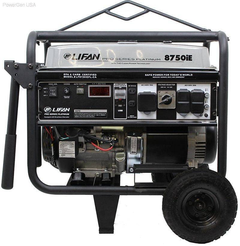 Gas Generators - LIFAN Power USA  8500W Platinum Generator -15MHP W/Recoil/Electric Start RV Model