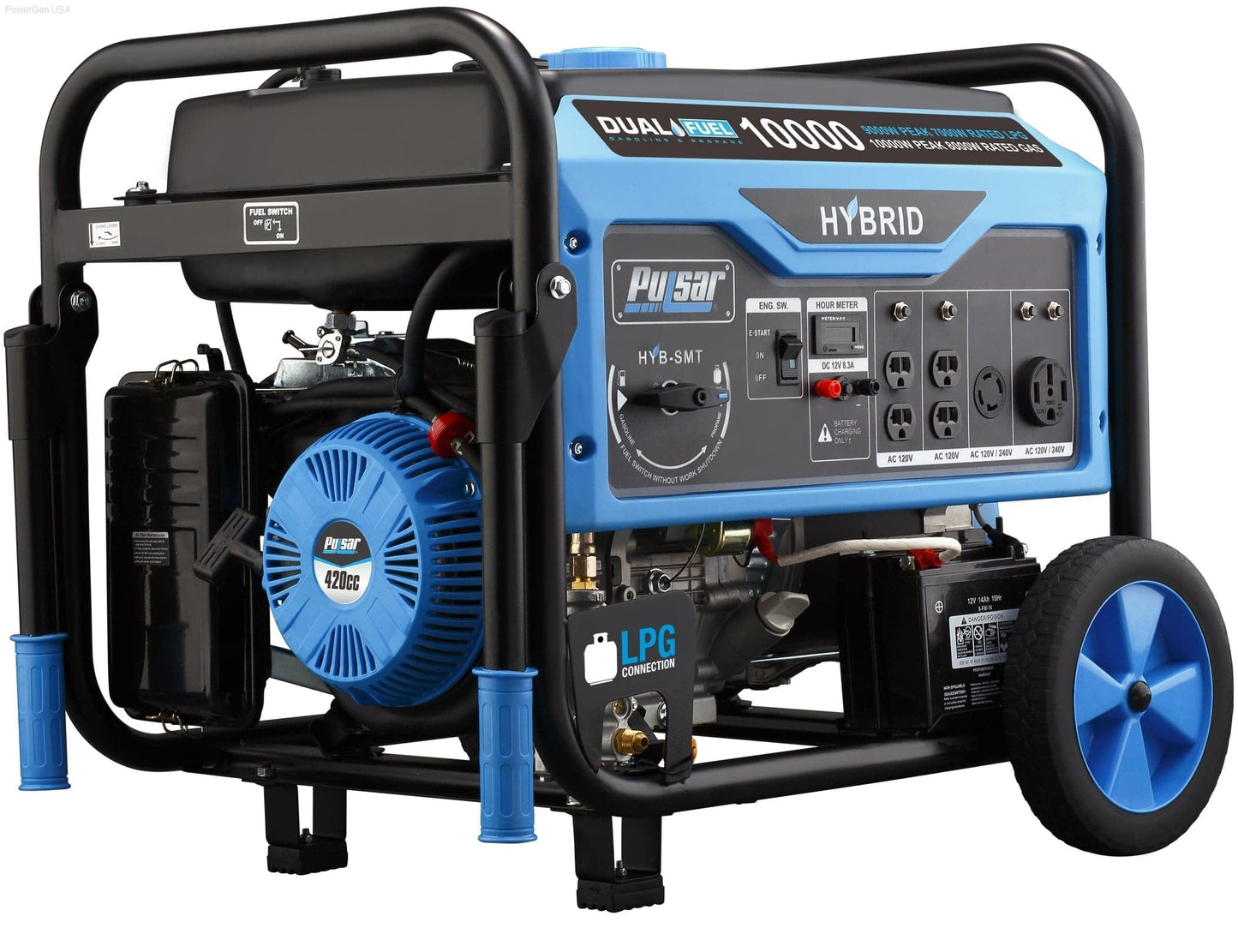 Dual Fuel Hybrid - Pulsar PG10000B16- 10,000W Dual Fuel Portable Generator With Switch & Go Capability