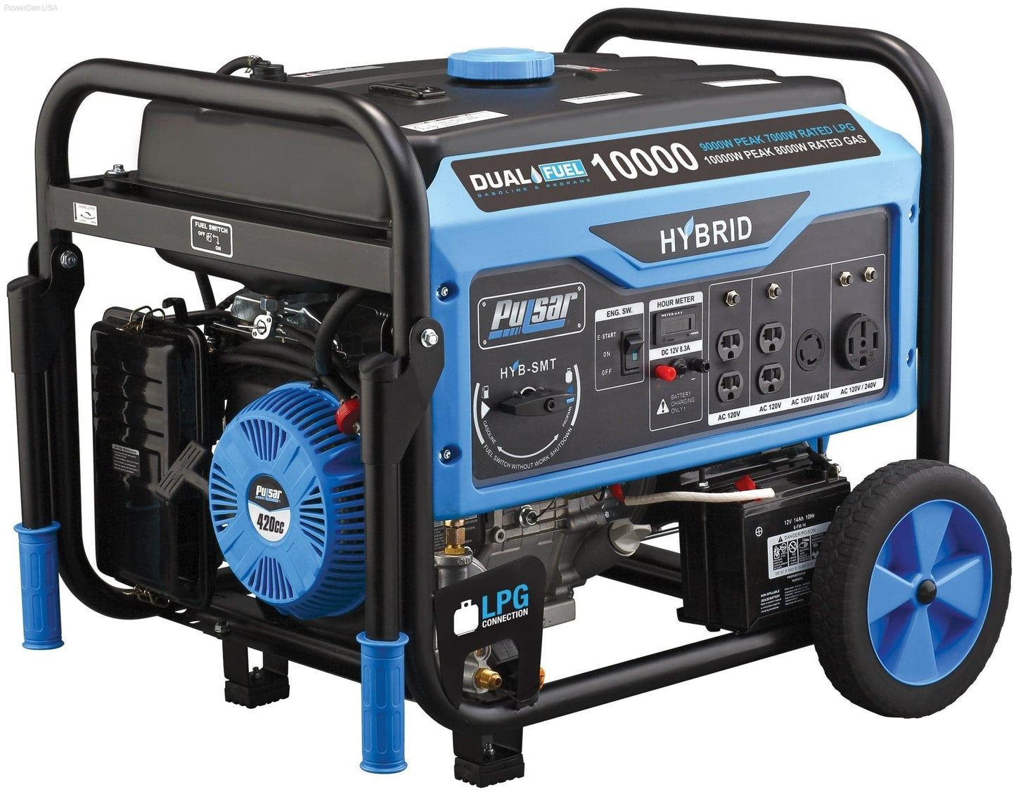 Dual Fuel Hybrid - Pulsar PG10000B16- 10,000W Dual Fuel Portable Generator With Switch & Go Capability