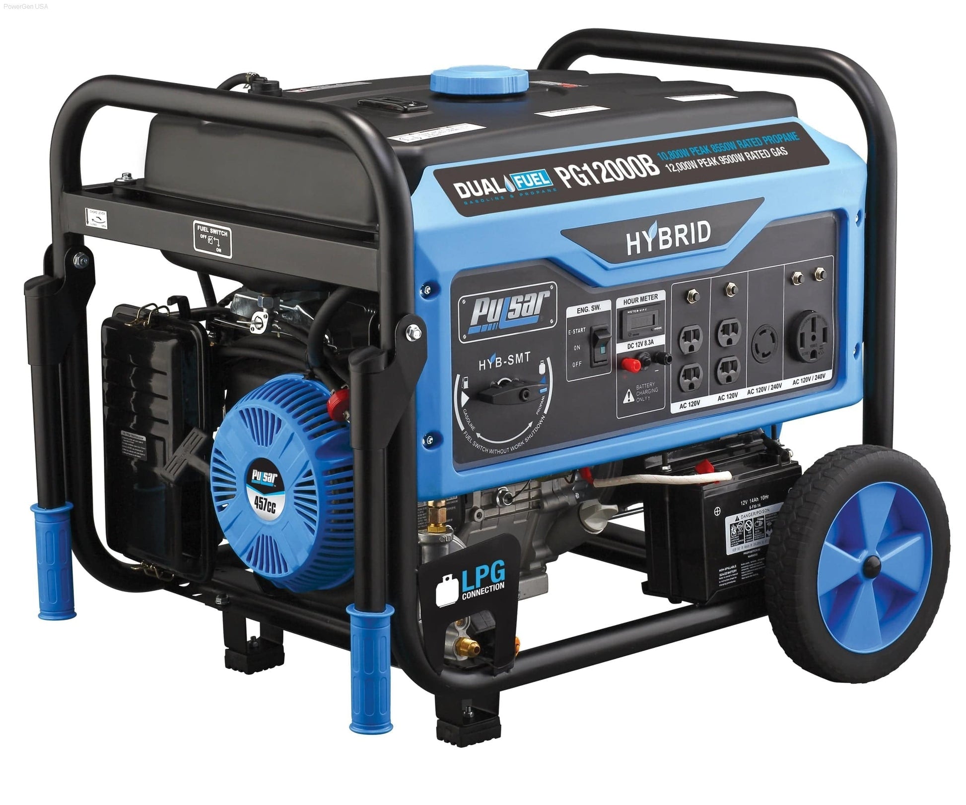 Dual Fuel Hybrid - Pulsar PG12000B-12,000W Dual Fuel Portable Generator With Electric Start And Switch & Go Technology