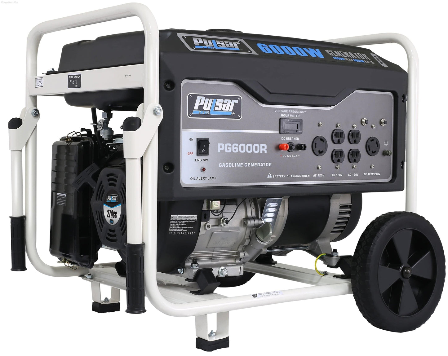 Gas Generators - Pulsar PG6000R-6000W Generator RATED 5000W Carb Approved