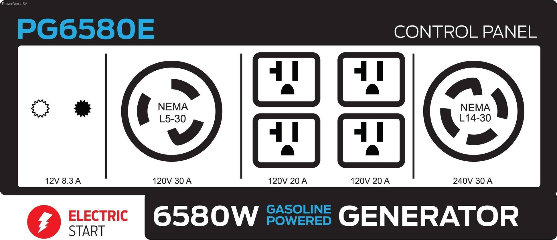 Gas Generators - Pulsar PG6580E-6580W Generator RATED 5500W Carb Approved