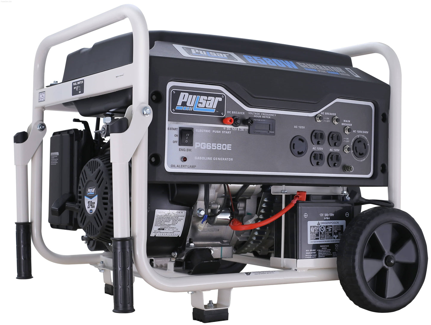 Gas Generators - Pulsar PG6580E-6580W Generator RATED 5500W Carb Approved