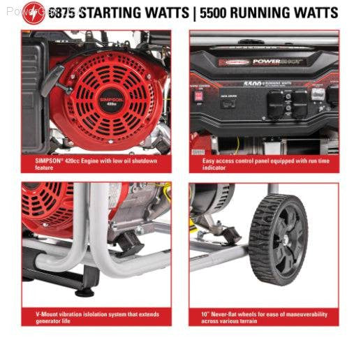 Gas Generators - SIMPSON PowerShot Portable 5500-Watt Generator
