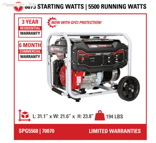 Gas Generators - SIMPSON PowerShot Portable 5500-Watt Generator