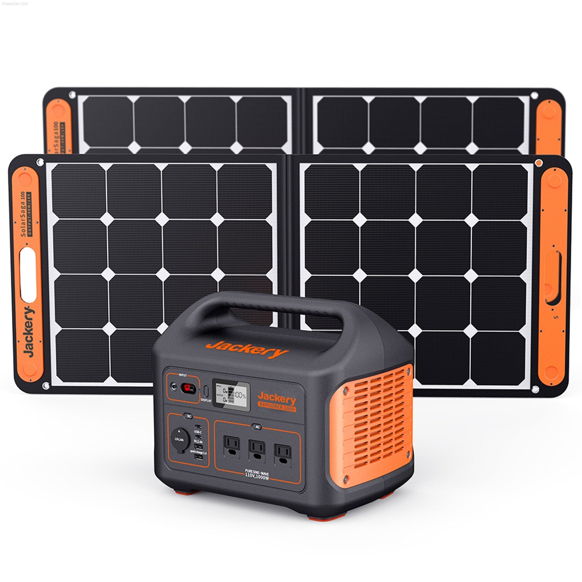 solar generator-Jackery Solar Generator 1000_2SS100 - 1*Explorer 1000 +  2*SolarSaga 100W-Power Gen USA