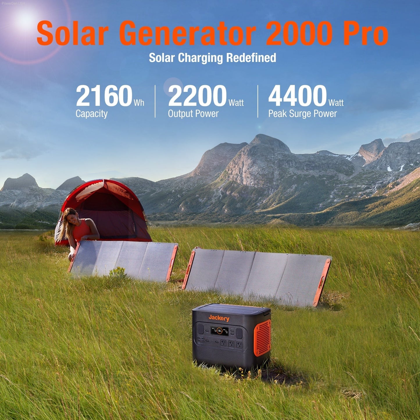 Solar & Battery Powered - Jackery Solar Generator 2000 Pro_2SS200 - 1*Explorer 2000 Pro + 2 * SolarSaga 200W