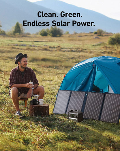 Solar & Battery Powered - Anker 522 Portable Power Station With Anker 625 Solar Panel 100W