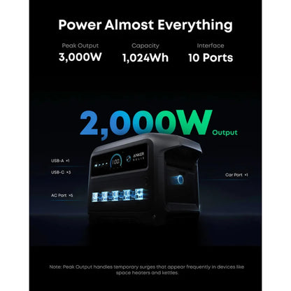 Anker SOLIX C1000 Gen 2 Portable Power Station + 200W Bifacial Solar Panel