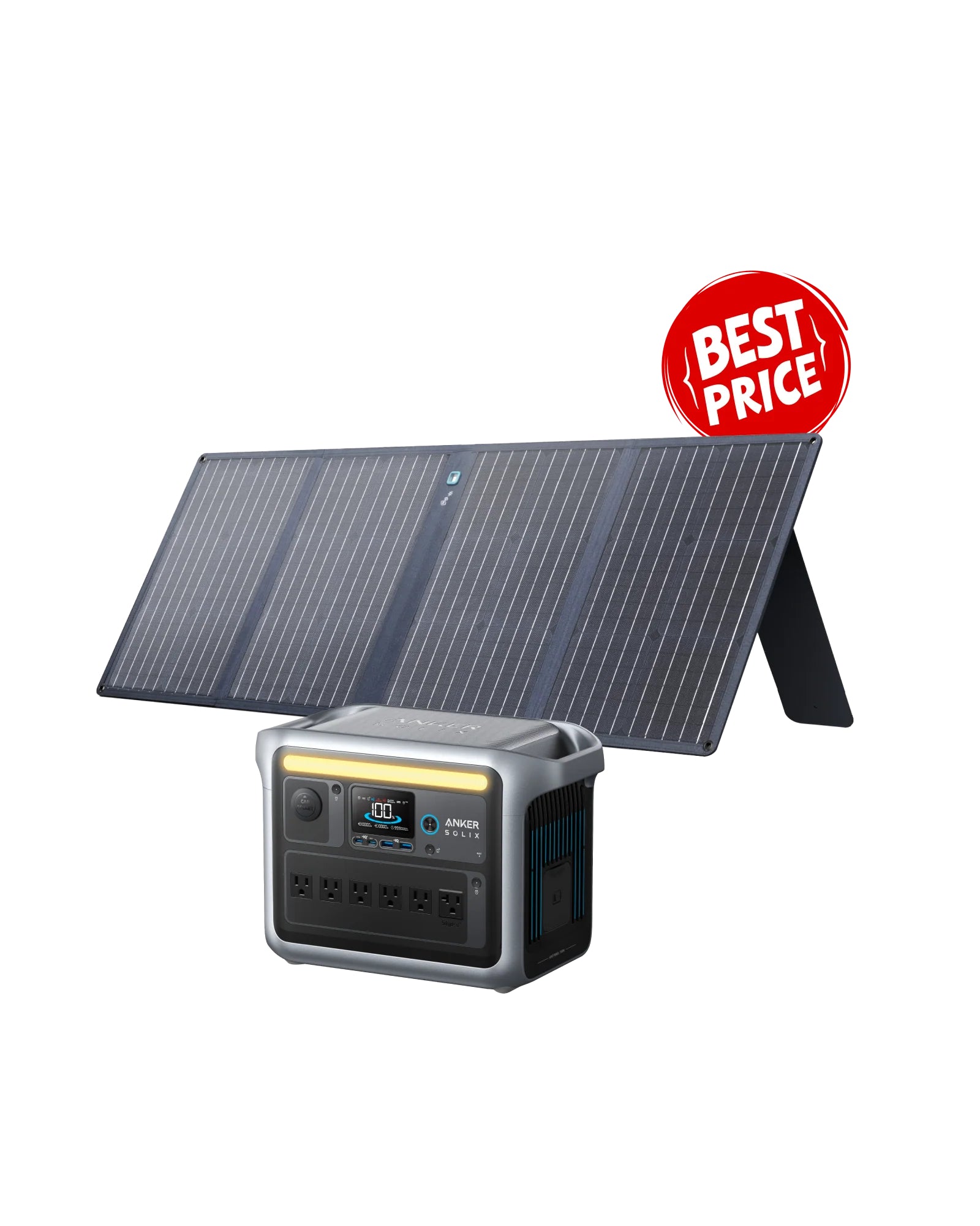 Solar & Battery Powered - Anker SOLIX C1000X Portable Power Station - 1056Wh | 1800W With Anker 625 Solar Panel 100W