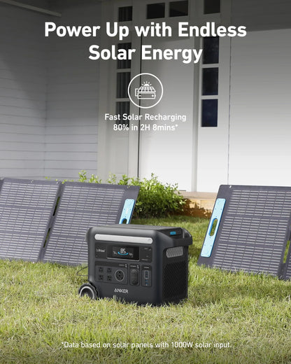 Solar & Battery Powered - Anker SOLIX F2600 Solar Generator - 2560Wh | 2400W |  With 2* Anker 531 200W Solar Panel