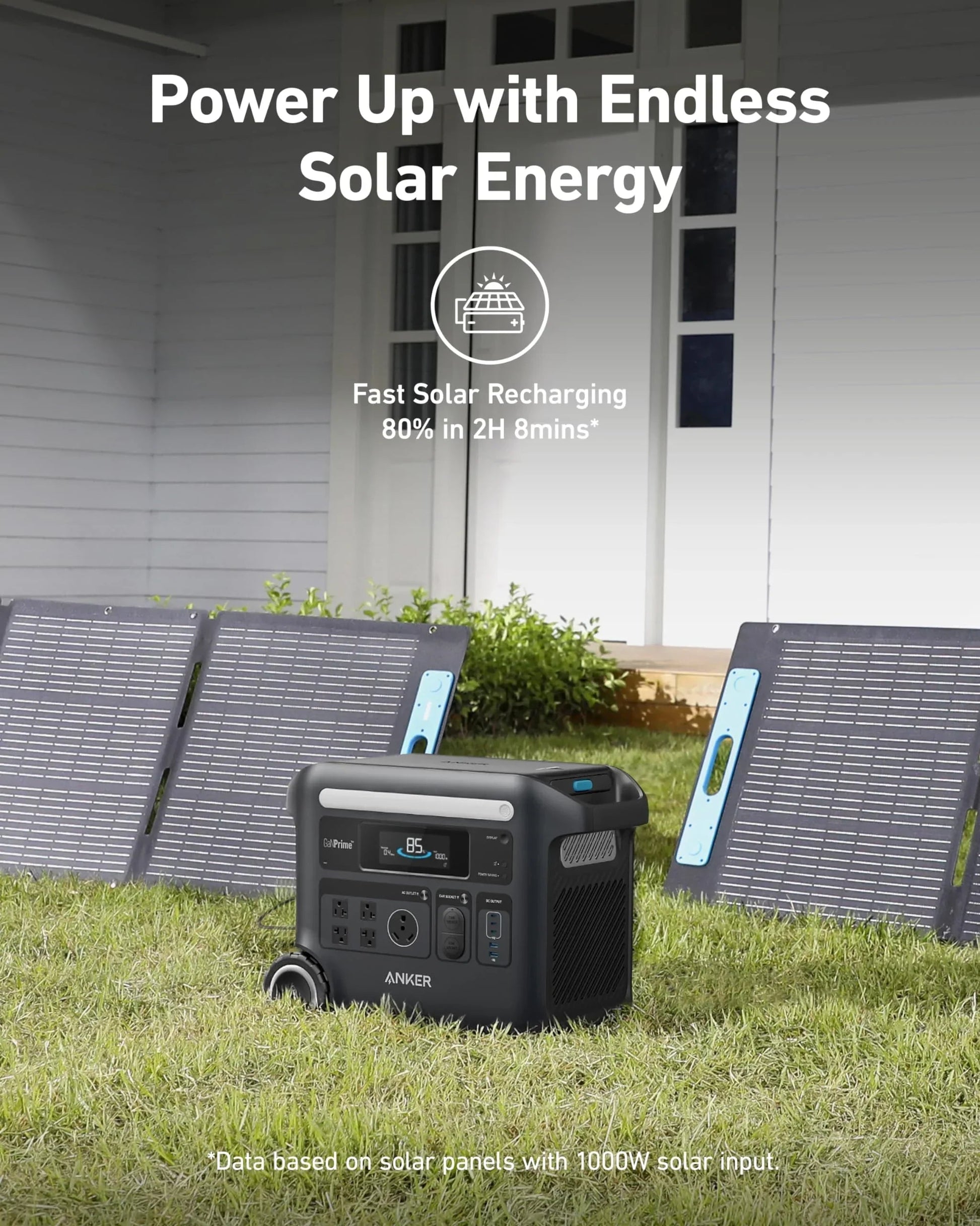 Solar & Battery Powered - Anker SOLIX F2600 Solar Generator - 2560Wh | 2400W |  With 2* Anker Solix PS 400W Solar Panel