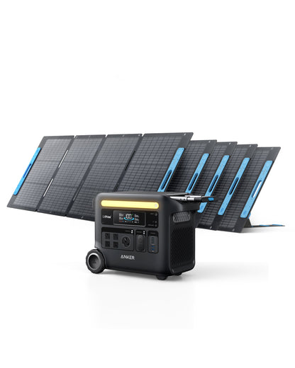 Solar & Battery Powered - Anker SOLIX F2600 Solar Generator - 2560Wh | 2400W |  With 5* Anker 531 200W Solar Panel