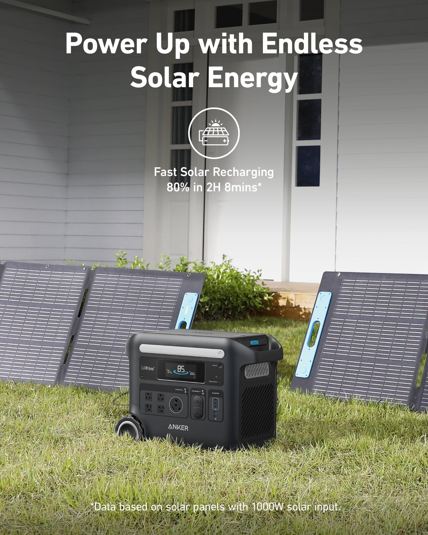 Solar & Battery Powered - Anker SOLIX F2600 Solar Generator - 2560Wh | 2400W |  With 5* Anker 531 200W Solar Panel