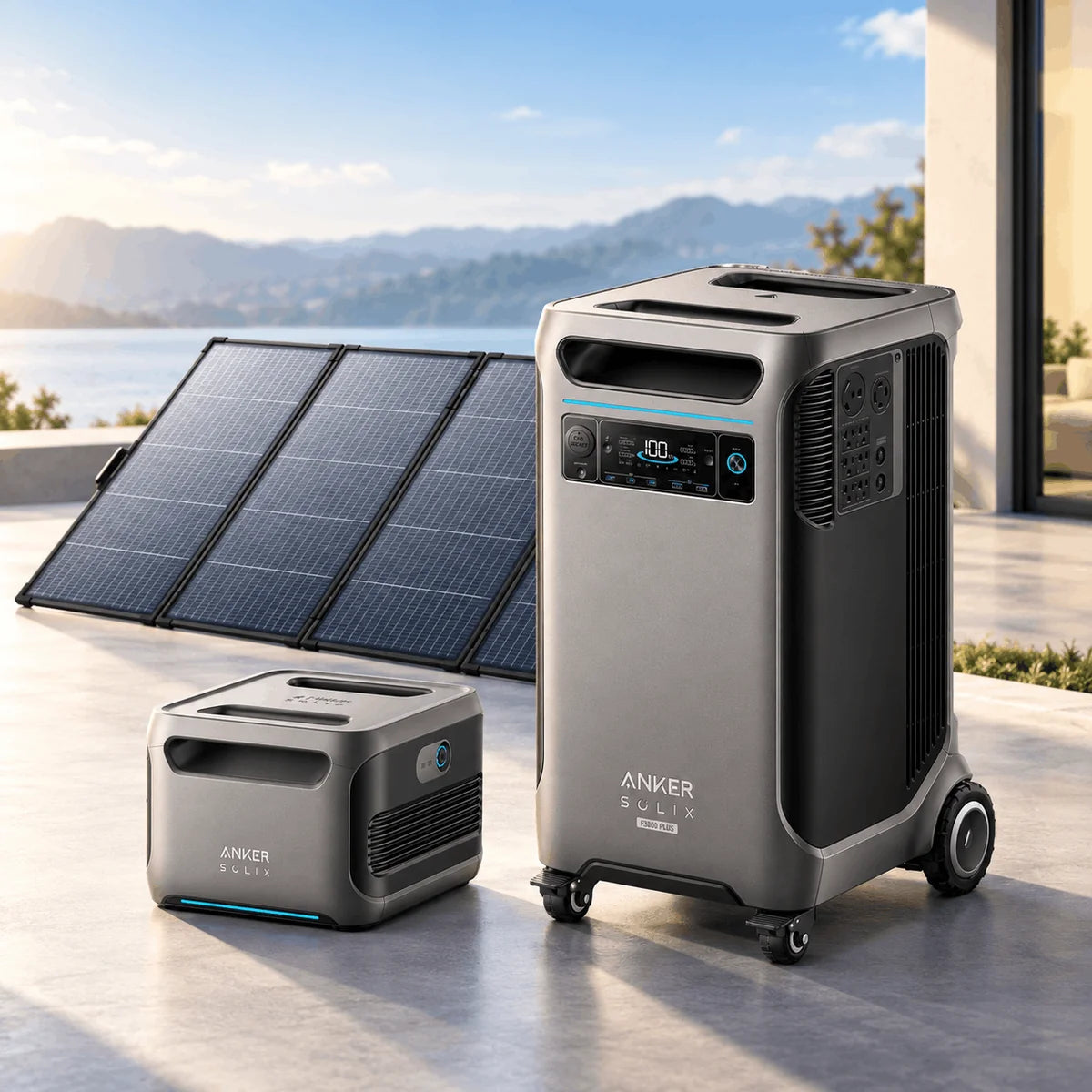 Anker SOLIX F3800 Plus + Extra Battery + PS400 Bifacial Portable Solar Panel