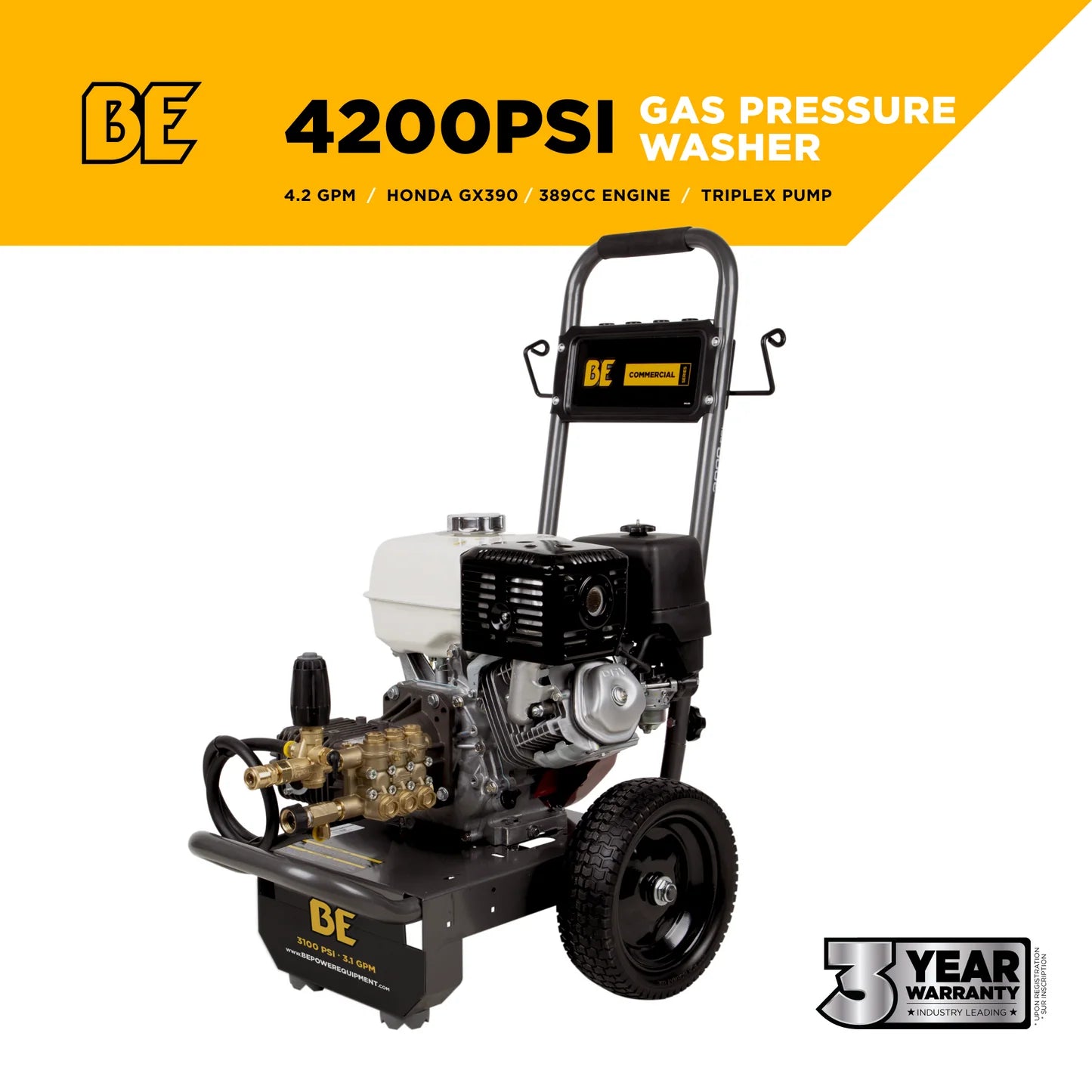 BE POWER 3,200 PSI 5.2 GPM Cold Water Gas Pressure Washer - B3213HCS