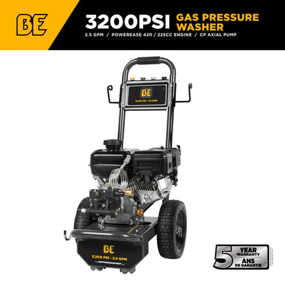 BE Power Equipment 3,200 PSI 2.5 GPM Cold Water Gas Pressure Washer - B327PX