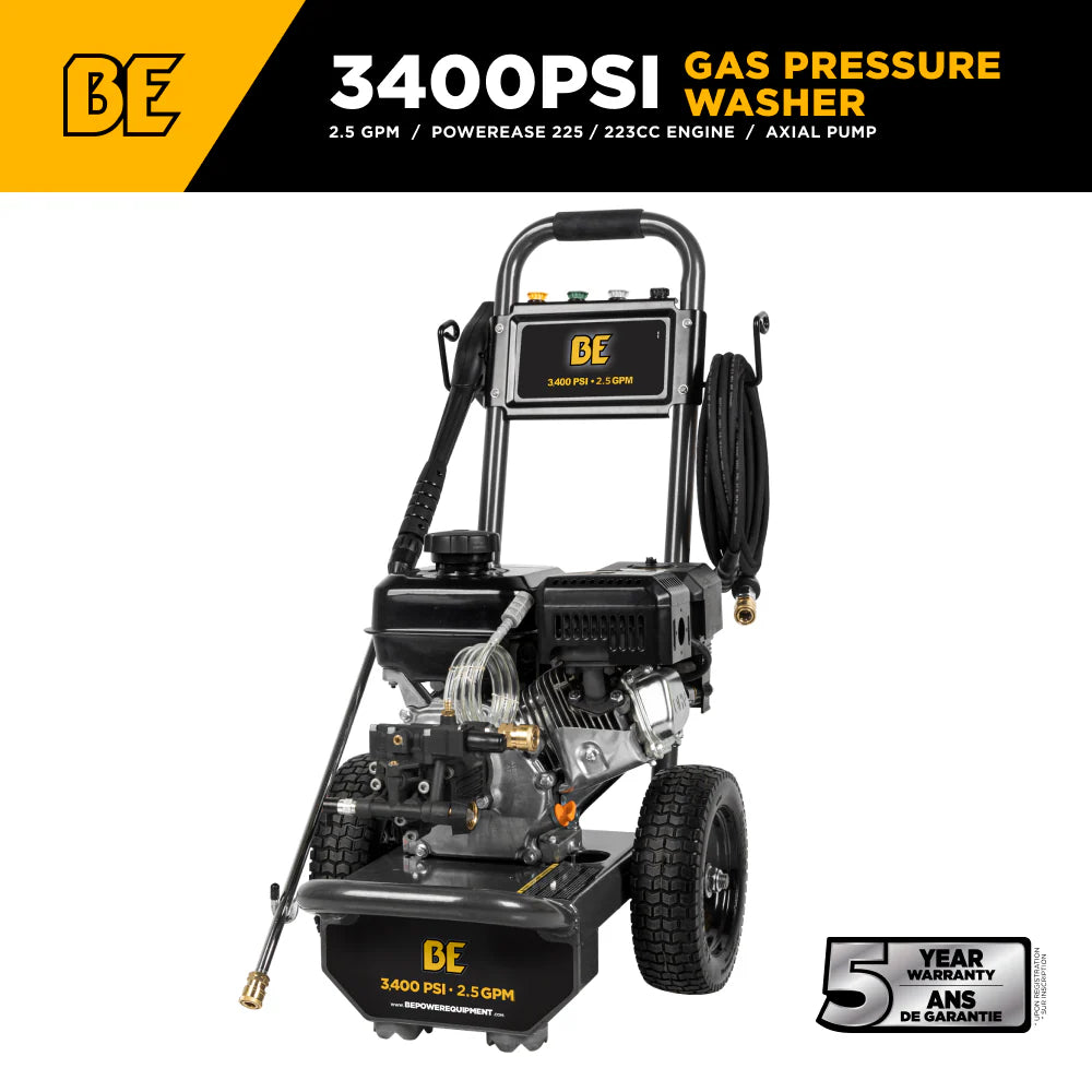 BE POWER 3,800 PSI 2.5 GPM Cold Water Gas Pressure Washer - B3865HA