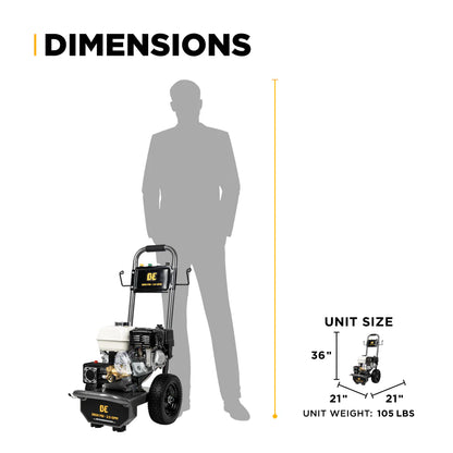 BE POWER 3,800 PSI 2.5 GPM Cold Water Gas Pressure Washer - B3865HA