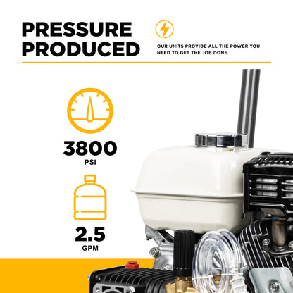 BE POWER 3,800 PSI 2.5 GPM Cold Water Gas Pressure Washer - B3865HA