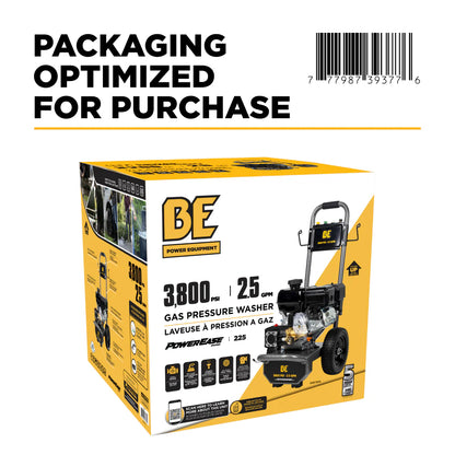 BE Power Equipment 3,800 PSI 2.5 GPM Cold Water Gas Pressure Washer - B3875PA