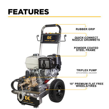 BE POWER 4,200 PSI 4.2 GPM Cold Water Gas Pressure Washer - B4213HSCS