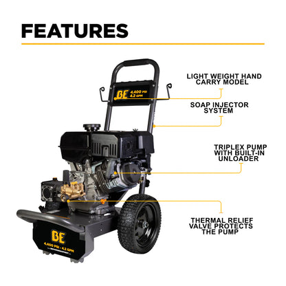BE POWER 4,400 PSI 4.2 GPM Cold Water Gas Pressure Washer - B4415PA