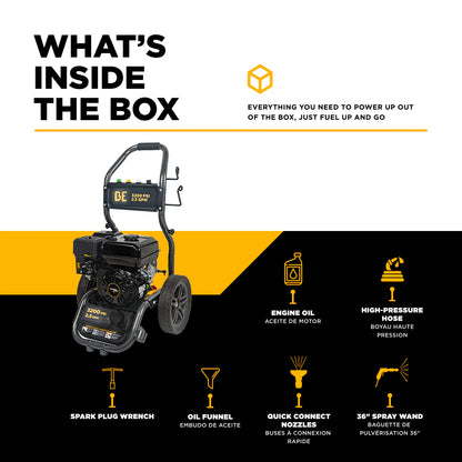 BE Power Equipment 3,200 PSI 2.5 GPM Cold Water Gas Pressure Washer - BE327PX
