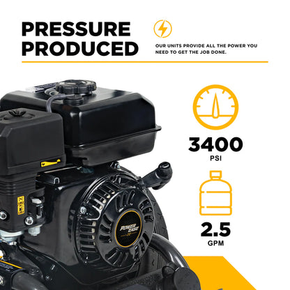 BE POWER 3,400 PSI 2.5 GPM Cold Water Gas Pressure Washer - BE3475PX