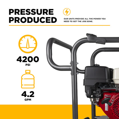 BE Power Equipment 4,200 PSI - 4.2 GPM Hot Water Pressure Washer with Honda GX390 Engine and CP Triplex Pump - HW4213HA