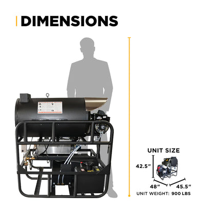 BE Power Equipment 3,000 PSI 10 GPM Hot Water Gas Pressure Washer Skid with General Triplex Pump - SE5815HIHZGP