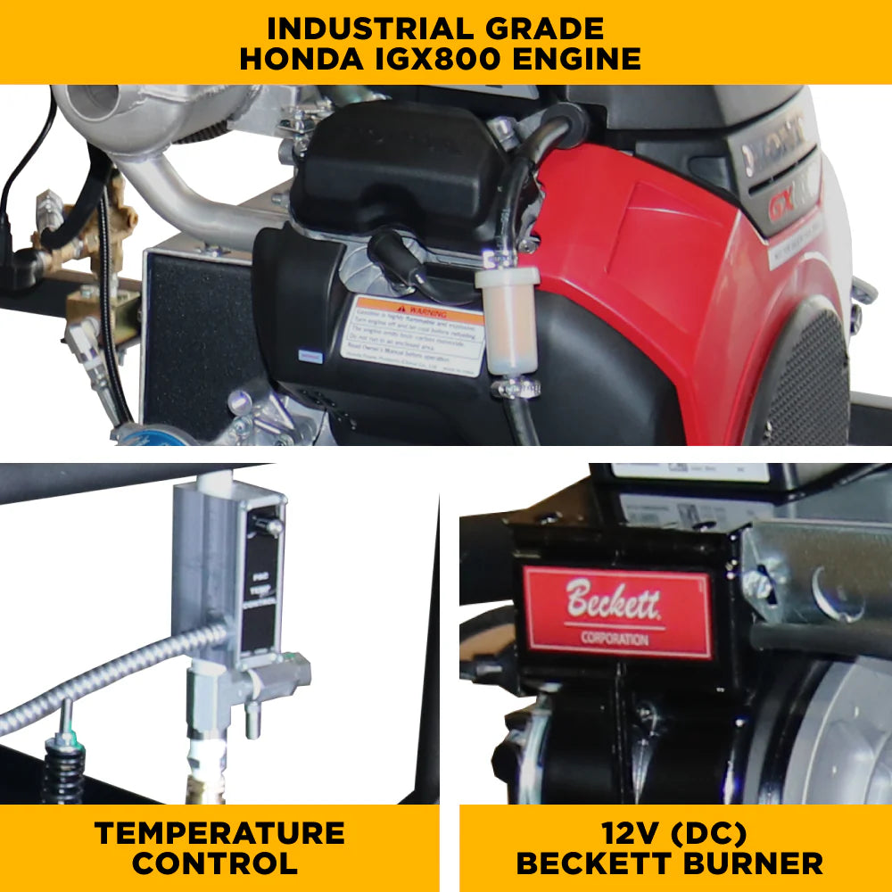 BE Power Equipment 3,000 PSI 10 GPM Hot Water Gas Pressure Washer Skid with General Triplex Pump - SE5815HIHZGP