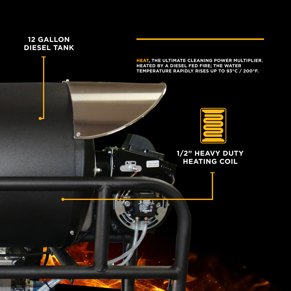 BE Power Equipment 3,000 PSI 10 GPM Hot Water Gas Pressure Washer Skid with General Triplex Pump - SE5815HIHZGP