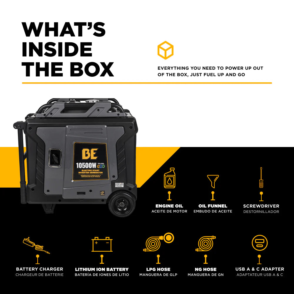 BE Power Equipment 10,500 Watt Digital Inverter Generator - BE10500IT