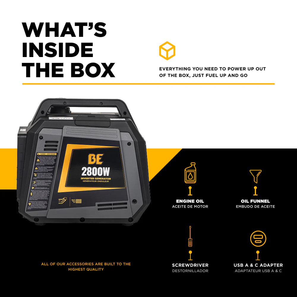 BE Power Equipement 2,800 Watt Digital Inverter Generator - BE2800I
