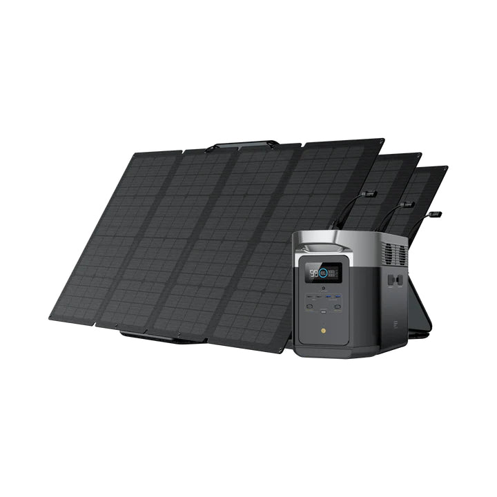 Solar & Battery Powered - EcoFlow DELTA Max 2000 + 3*160W Solar Panel
