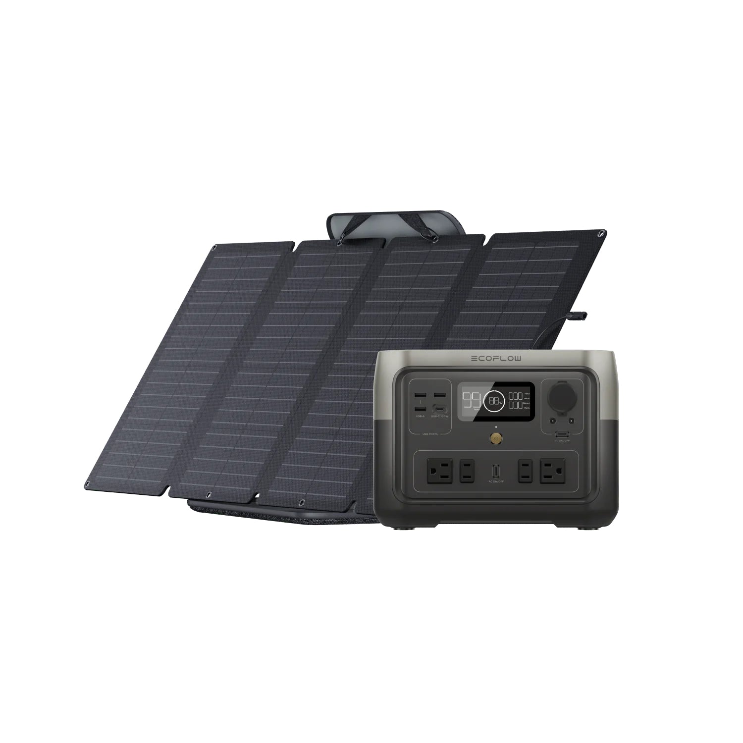 Solar & Battery Powered - EcoFlow RIVER 2 Max + 1*160W Portable Solar Panel