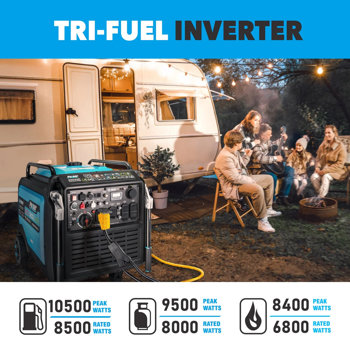 PULSAR PG105TiSRCO 10,500 Watt Tri-Fuel Inverter Generator with CO Sentry