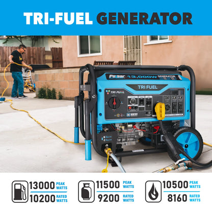 Pulsar PG13000TRCO 13,000 Watt Tri-Fuel Portable Generator with CO Sentry
