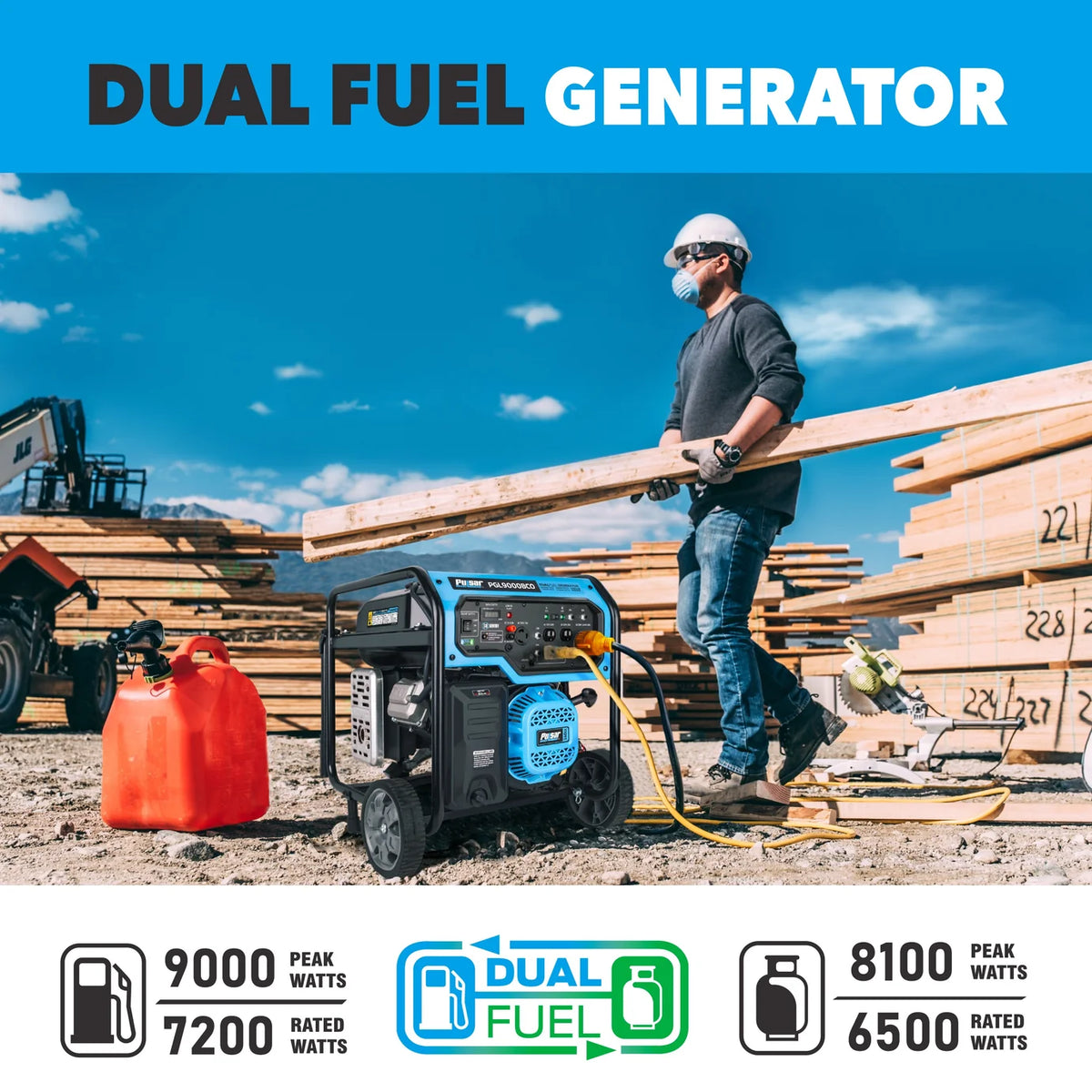 Pulsar PGL9000BCO 9,000 Watt Dual-Fuel Portable Generator with CO Sentry