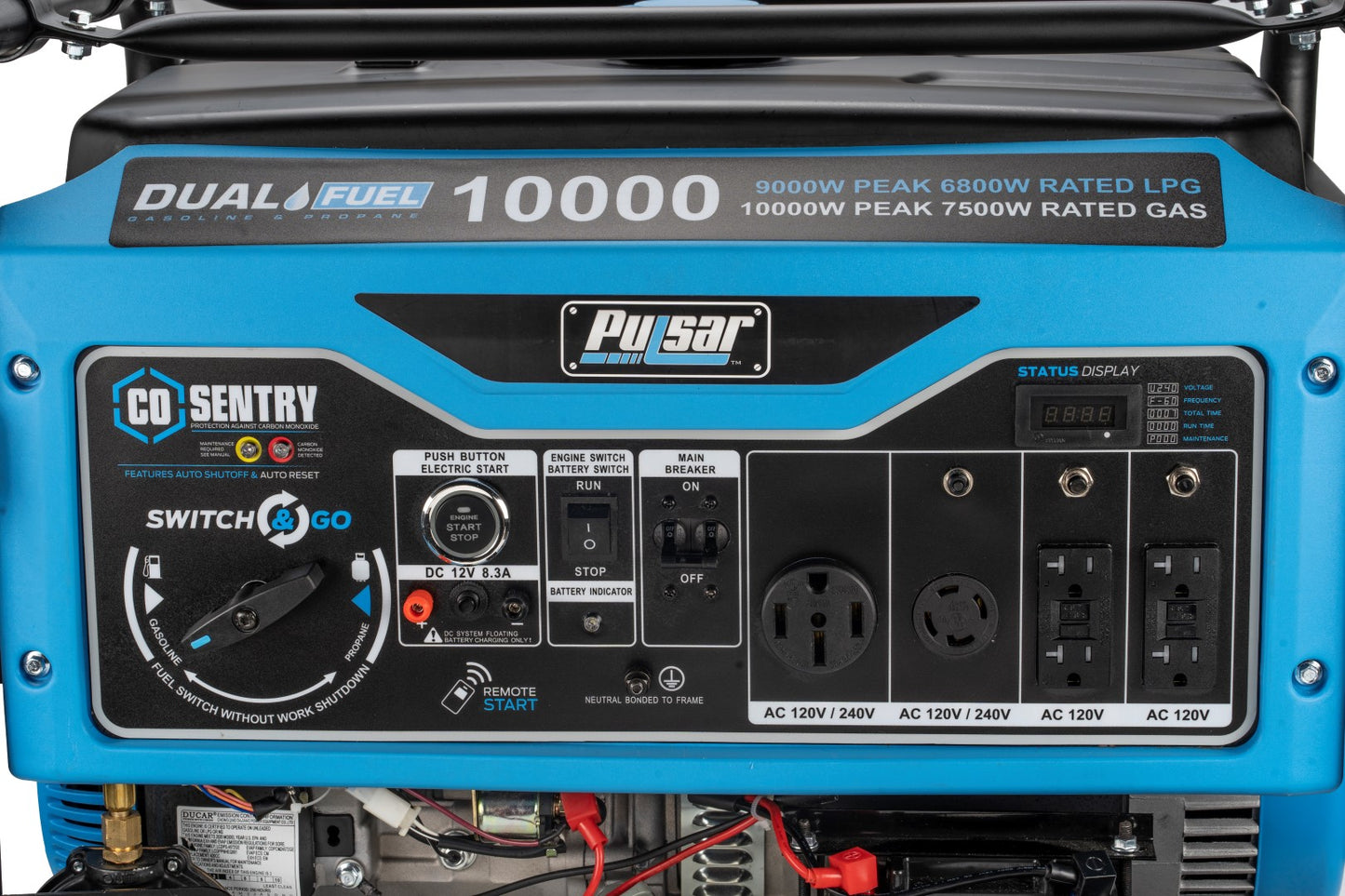 Pulsar PG10000BRCO Pulsar 10,000 Watt Dual Fuel Generator with Recoil, Remote, Push Button Start & CO Alert - PowerGen USA