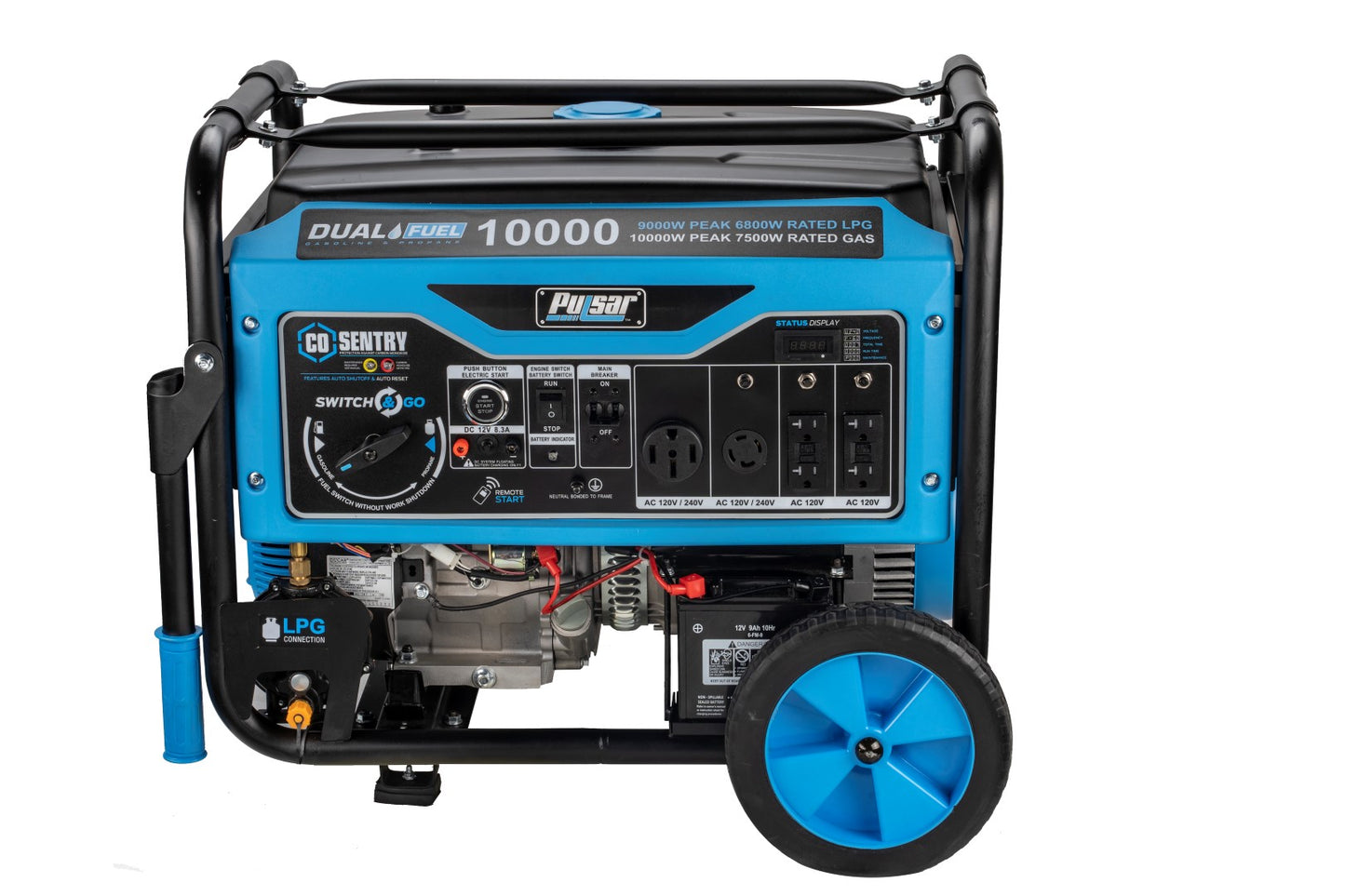 Pulsar PG10000BRCO Pulsar 10,000 Watt Dual Fuel Generator with Recoil, Remote, Push Button Start & CO Alert - PowerGen USA