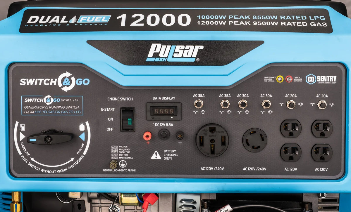 Pulsar PG12000BCO 12,000 Watt Dual-Fuel Portable Generator with CO Sentry