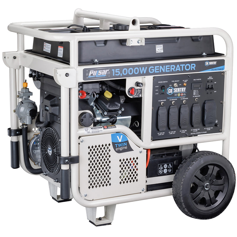 Pulsar PG15KVTWBCO 15,000-Watt Dual-Fuel Generator with Electric Start and CO Alert - PowerGen USA