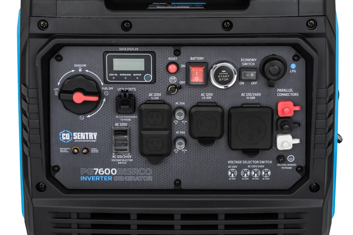 PULSAR PG7600BiSRCO DUAL-FUEL 7600W PEAK 6300W RATED INVERTER GENERATOR W/ CO ALERT REMOTE START PGMA COMPLIANCE