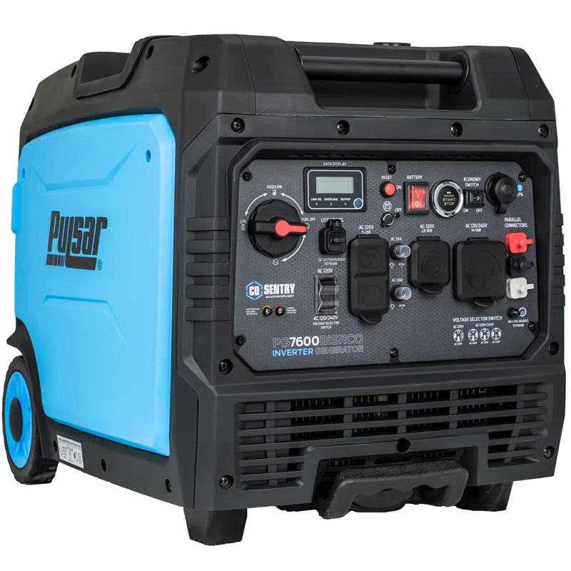 PULSAR PG7600BiSRCO DUAL-FUEL 7600W PEAK 6300W RATED INVERTER GENERATOR W/ CO ALERT REMOTE START PGMA COMPLIANCE