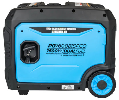 PULSAR PG7600BiSRCO DUAL-FUEL 7600W PEAK 6300W RATED INVERTER GENERATOR W/ CO ALERT REMOTE START PGMA COMPLIANCE
