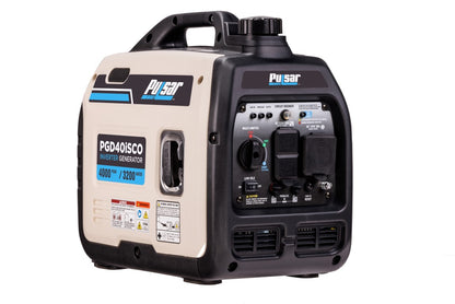 Pulsar PGD40ISCO 4000W Super Quiet Inverter Gasoline Powered Generator with Recoil Start and CO Shutdown - PowerGen USA